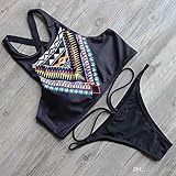 新ジプシーの印刷を高首首ビキニ女戦車作物上部水着復古セクシーな幾何学水着にプッシュビキニの水着入浴 (S)