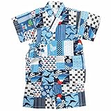 甚平 ベビー 男の子 綿100% 日本製生地 じんべい スーツ上下 祭 子供甚平 富士山/青-9957 90cm