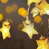Sund ストリングライト 防水　LED 飾りライト 星模様　電池式 2M 20個 明るい ハロウィーン クリスマスツリー デスク ベッド 天井 パーティー ドア 雰囲気変え
