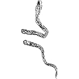 Ear Charms® スネークイヤーカフ ノンピアス 軟骨ラップイヤリング 片付け ユニ リバーシブル イージーケア ロジウムスターリングシルバー, 金属