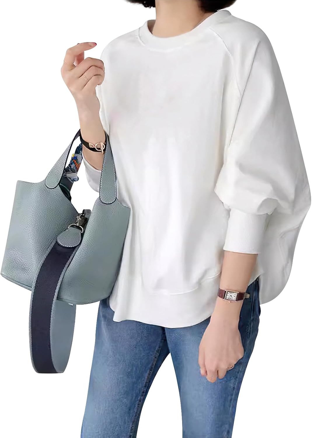 [SLEEPSINERO] 【高見え×体型隠し！】トレーナー レディース 長袖 トップス スウェット ゆったり | 体型カバー 着痩せ 大きいサイズ 着回し力高い 冬服レディース カジュアル ビッグシルエット 無地 クルーネック シンプル きれいめ おしゃれ