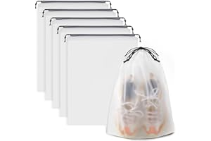 Shoe Bags for Travel, Travel Shoe Organizer, Waterproof Shoe Bags, Translucent PE Reusable Shoe Storage, Dust-Proof Drawstring Bags for Shoes Clothes Toiletries, Home & Travel Essential