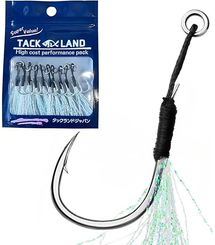 Amazon | 【50本】AGOOL アシストフック 釣針 8本編みPEライン