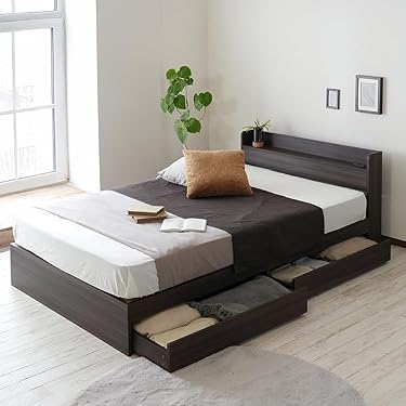 R*♡様 分解済み！セミダブルベッドフレーム 引き出し付き ダークブラウン 楽天市場】ベッドフレーム ゼミダブル シングル ダブル ベッド 収納