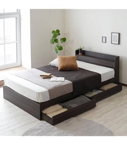 Amazon.co.jp: ビックスリー ローベッド 棚付き コンセント USBポート