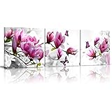 アートパネル モダン バタフライ 花 写真 風景画 花の絵 壁の絵 壁掛け 絵 ソファの背景絵画 壁アート 3パネルセット（木枠付きの完成品） (40x40cmx3pcs, モクレン)