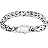 kuzzoi 925 Sterling Silver Round Byzantine Bracelet for Men, Length 8,27 inch - 9,05 inch, Width 0,35 inch, 1.83 oz