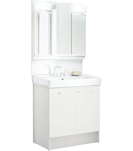 木製キャビネット 洗面台 白 Amazon | ウッドワン 無垢の木の洗面台 框組扉付ミラー