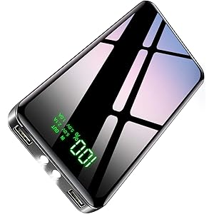 【2020年最新型&PSE認証済】 モバイルバッテリー 大容量 25800mAh パススルー機能搭載 急速携帯充電器 LEDライト機能 2USBポート 最大2.1A出力 二台同時充電 LCD残量表示 スマホ充電器 旅行/出張/緊急用 防災グッズ iPhone/iPad/Android各種他対応 (ブラック)