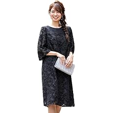 Amazon Nissen ニッセン パーティードレス 無地 無地調カットジャガードワンピースドレス セミフォーマル 結婚式 二次会 お呼ばれ対応 大きいサイズ有 黒 S レディース イブニングドレス 通販