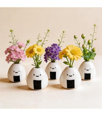 Amazon.co.jp: MOUGIGI ミニフラワー花瓶 5個 手作りセラミック