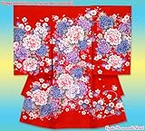 お宮参り　着物　初着　女の子産着(正絹)【赤、牡丹】　MKS10
