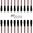 AFUNTA DC電源コネクタ ジャックコネクタ 10パック10インチ（30cm）2.1×5.5mmDCオス電源ピグテール+2.1×5.5mmDCメス電源ピグテール（20個パック）