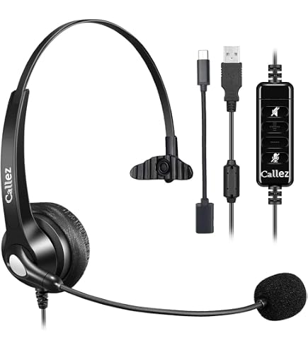 Amazon.co.jp: ヘッドセットUSB 片耳 ノイズキャンセリング マイク付き