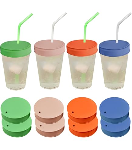 Boao 10 Pieces Silicone Cup Covers - 4.13 Inch Airtight Lids With Spoon Holder, 5 Colors - View #14