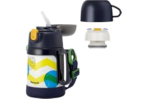 【2wayキッズ水筒】 ピーコック 子供用水筒 400ml WEB限定予備ストロー付 ブルーグレー/ストロー コップ 2way キッズボトル 水筒 幼稚園 通園 通学 ワンタッチ ASK-W40P
