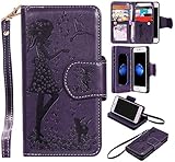 iPhone7 ケース カード収納 手帳型 ウォレット型 スタンド機能 ケース ストラップ付き 落下防止 マグネット開閉式 財布型 カバー iPhone 7 ケース (P8 パープル)