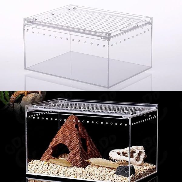 レプタイルボックス 爬虫類 飼育ケース 虫かご 大 透明アクリル飼料箱 飼育ケース レプタイルボックス ワイド レオパ ケージ 爬虫類両生類通気性防走蓋スライド式餌箱 サソリ、クモ、カエル、カメ、ゲッコ、カマキリ、ヘビ、庵クラブなどのテ ラリウムタンクに餌をやるアクリル爬虫類ボックス透明エンクロージャ 隔離ボックス (L30xW20xH15cm) - 1