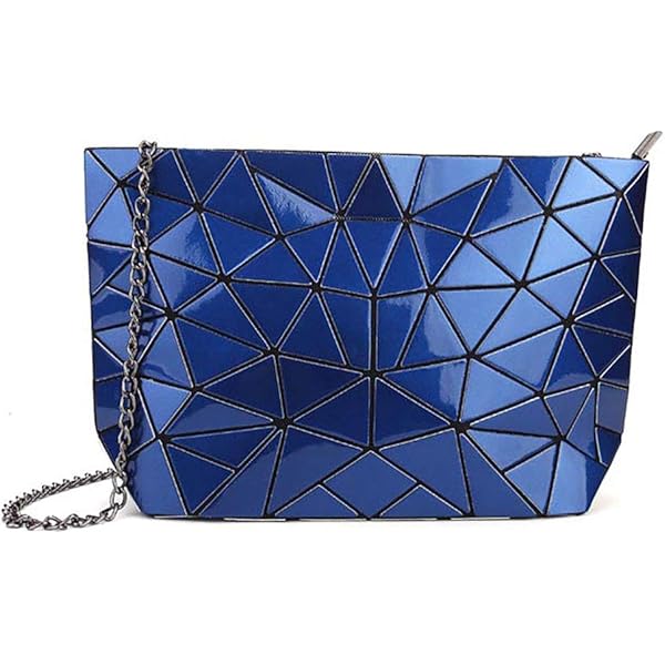幾何学模様の青いハンドバッグ Amazon.co.jp: [QIANJINGCQ] ひし形バッグパテントレザー幾何学