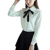 [momo's market] ブラウス シャツ 長袖 シフォン レディース ボウタイ リボン シンプル きれいめ