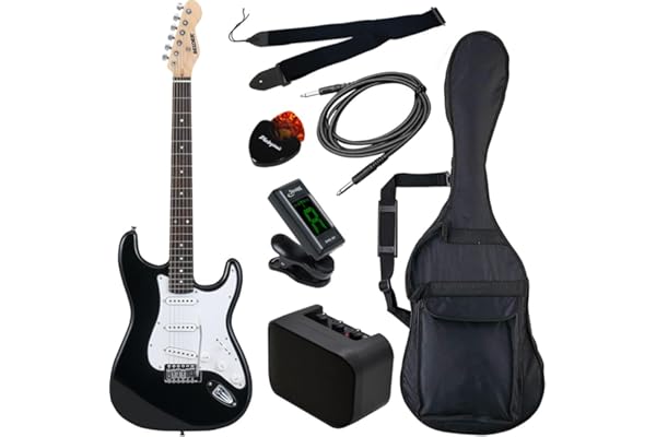 SELDER Electric Guitar Stratocaster Type T - 16 Beginners Introductory Set, blk