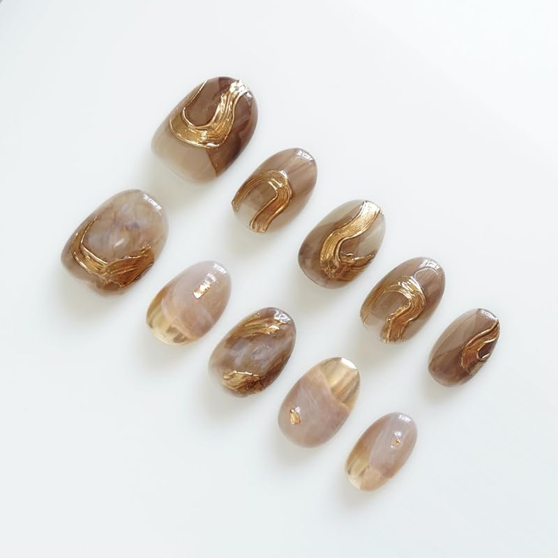 LemiVibe "Wilderness" Nail Tips, Short, Shortened, 100% Handmade, Stick-on Nails, False Nails, Nail Stickers, Korean, Popular, Gel Nails, Nail Stickers, Self-Pedicure, Home Nail Polish, Nail Design