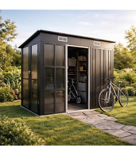 Amazon | 【温室付き】物置 屋外 スチール 可動棚 倉庫 戸外収納庫