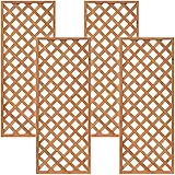 天然木製 格子ラティス 60cm×150cm×35mm 4枚セット ライトブラウン WLL-6015