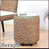 【アジアン家具】ウォーターヒヤシンス サイドテーブル Seraph(セラフ) ガラス天板