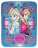 Disney Frozen Elsa And Anna Stained Glass Style Super Plush Throw [並行輸入品]