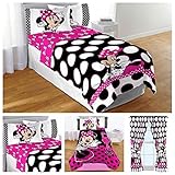 Disney Minnie Mouse Complete Bedding Comforter Set with Plush Blanket & Curtains - Full [並行輸入品]