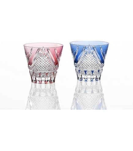 Amazon.co.jp: カガミクリスタル(Kagami) ペア冷酒杯 赤青120cc 江戸
