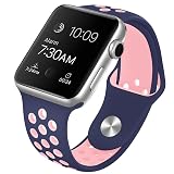[Pellforia] アップルウォッチ バンド ベルト 38mm 40mm 41mm S10-42ｍｍ 対応 シリコン製 SE Ultra 全シリーズ対応 マリンブルー × ピンク Sサイズ