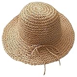 Plus Nao(プラスナオ) 麦わら帽子 ストローハット つば広帽 つば広ハット 子供用帽子 大人用 レディース 折りたためる 2タイプ 紫外線対策 カーキ 子供用【ワイヤーあり】