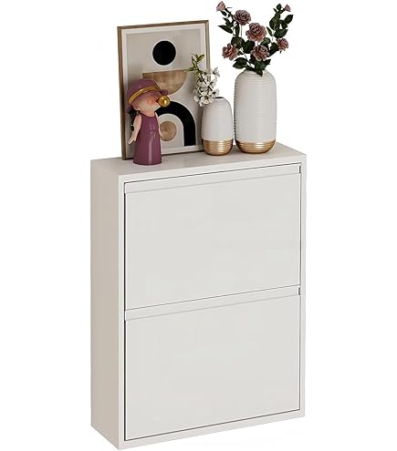 Amazon｜下駄箱 スリム 薄型 完成品 斜め置き スチール製 奥行12.2cm