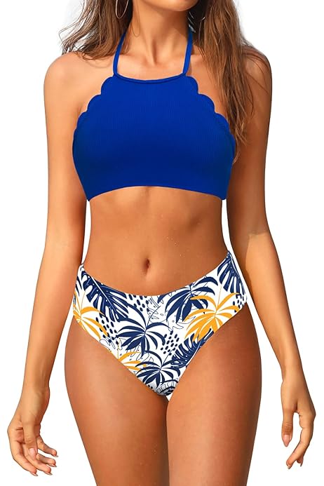 scalloped halter bikini