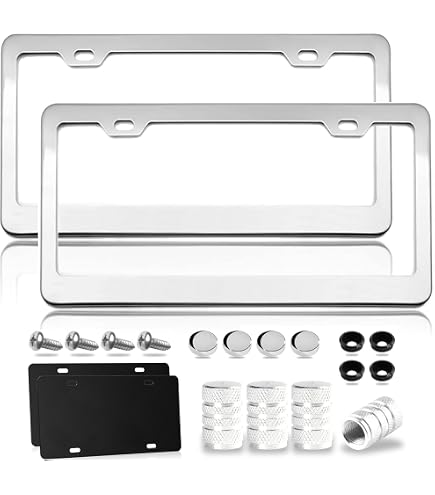 Cadillac Classic Logo Stainless Steel License Plate - Chrome Finish, Front Mount