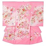 女の子初着 お宮参り着物 ポリエステル ピンク 花車に鞠