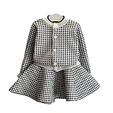 Pojour ベビー服 子供服 女の子カーディガンコート+スカート 長袖ドレス 厚手 冬秋 可愛い２セットワンピース オシャレ 保温 エアコン室 防寒対策