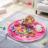 Dazers おもちゃ収納バッグ 子どもプレイマット お片付け簡単 特大マット 直径150cm ブロック 収納袋 (ピンク（新型）)
