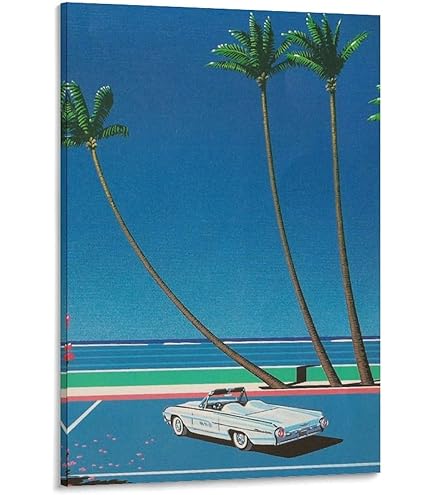 額付き永井博ポスター　91.5×61.5cm超特大サイズ Amazon.co.jp: トライエックス ポスター 永井博/BLUE CAR AND