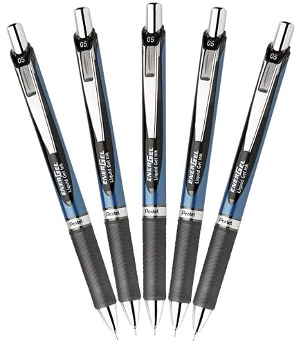 Pentel EnerGel BLN75 Gelroller (0,5 Mm) – 2 Stück In Schwarz, Mit Recycling-Material & Gummiertem Griff