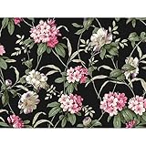 York Wallcoverings Casabella II Rhododendron Floral Wallpaper Memo Sample, 8 by 10-Inch, Ebony Black