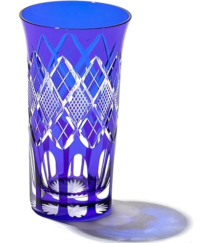 Amazon.co.jp: ノーブランド品 C8『創作ガラス藍色切子ビール杯揃樋口