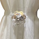 (Gem-B) - Ayygift Elegant Crystal Flower Magnetic Curtain Rope Tieback Wrap Holdbacks - Set of 2 Gem