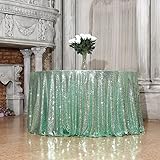 (180cm Round, Mint) - 3E Home 180cm Round Sequin TableCloth for Party Cake Dessert Table Exhibition 