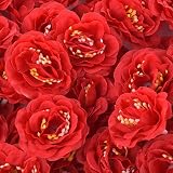 SUND　造花 サザンカ　山茶花　花のみ　小さい目　つぼみ　花ボール　50輪セット　DIY　手作り　インテリア　雑貨　花部分のみ　シルクフラワー　可愛いカラバリ 高品質　造花　枯れない　結婚式　誕生日