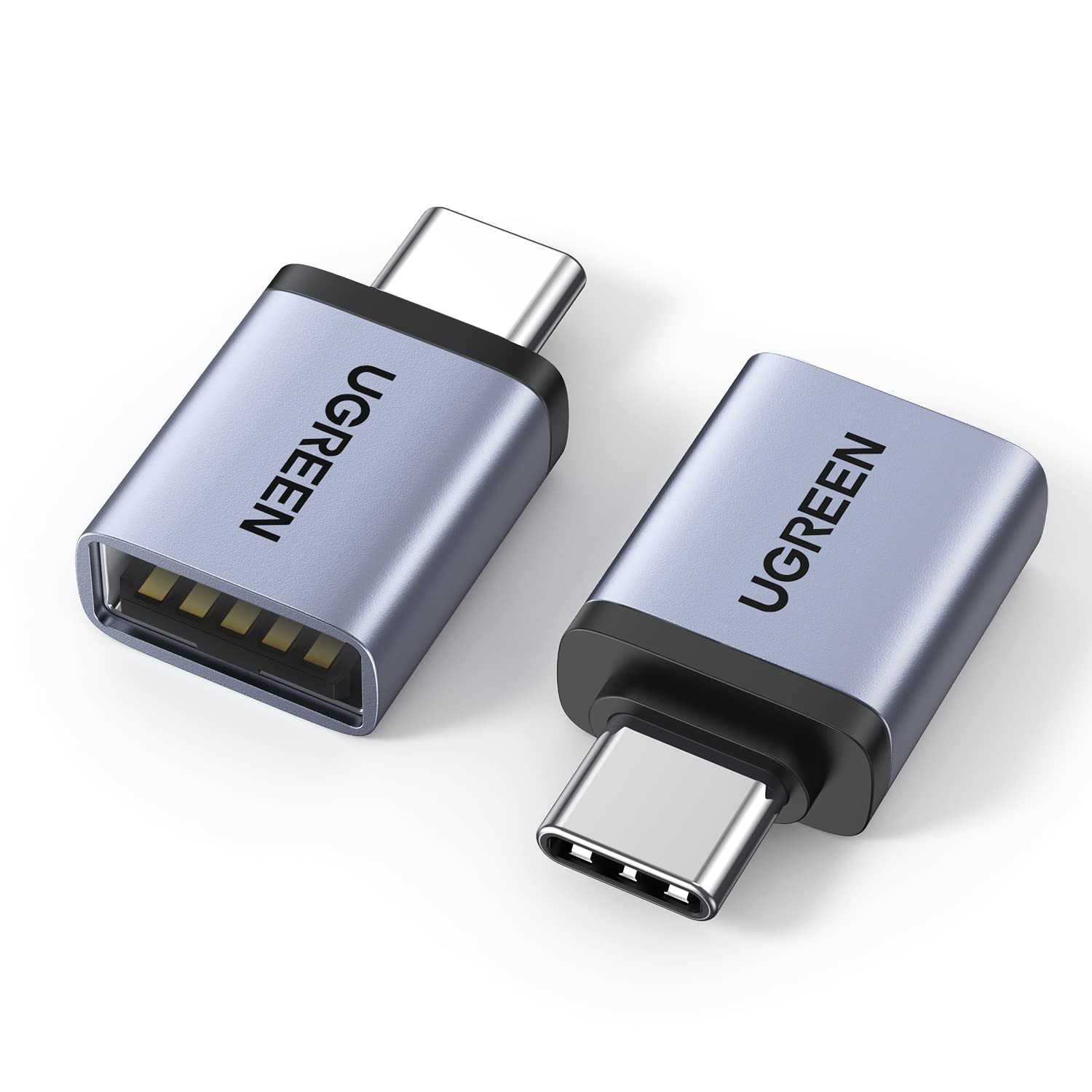 UGREEN USB Type C 変換アダプター USB3.2 Gen1 高速転送 OTG対応 2個セット 変換コネクタ シルバー | USB3.2高速転送|Thunderbolt 3|iPhone Duo 17 18 Pro Max MacBoo