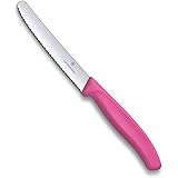 Victorinox Wavy Edge Steak & Tomato Knife, Round Tip, Pink, 6.7836.L115