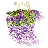 Mavee 3.6フィート人工シルク藤のつるRattaシルクHanging花ウェディングの装飾、12ピース パープル